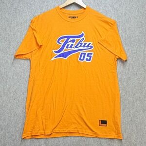 FUBU Y2K Streetwear Mens‎ Medium Yellow Graphic T-Shirt Casual Sportswear
